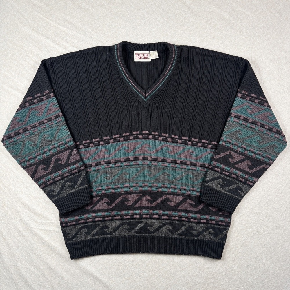 Vintage Tip Top Tailors Patterned Knit Sweater – Size L